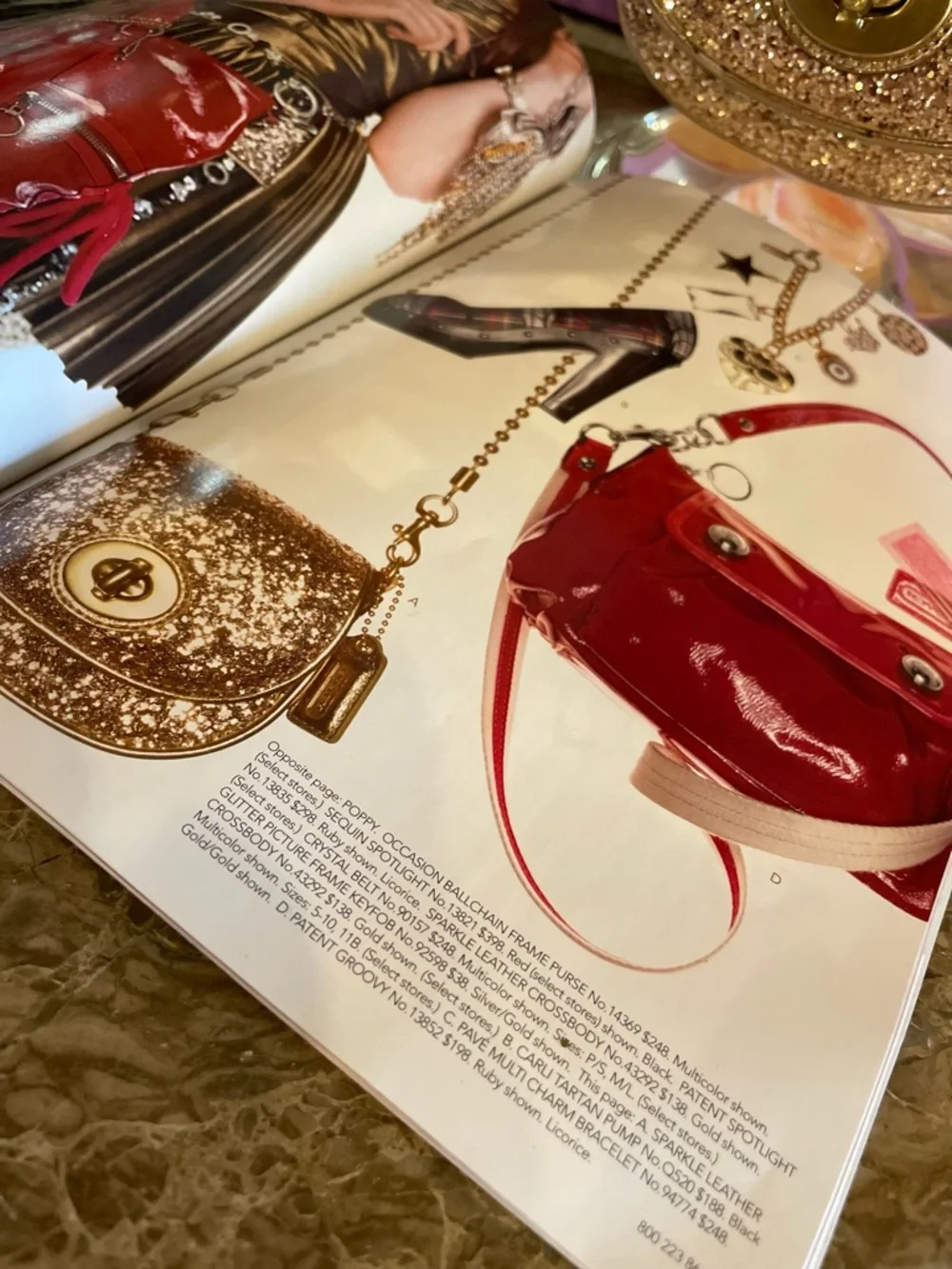 COACH Sparkle Leather Crossbody Gold Glitter Mini Bag Style No 43292 - Picture 5 of 17